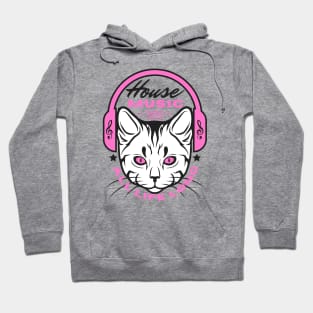 HOUSE MUSIC  - Headphone Cat (Pink/Black) Hoodie